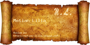 Metian Lilla névjegykártya